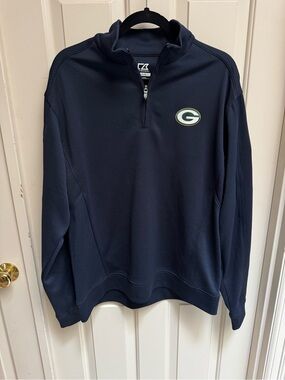 Cutter & Buck Navy Quarter-Zip Pullover with Green Bay Logo NCAA Final Four 2013